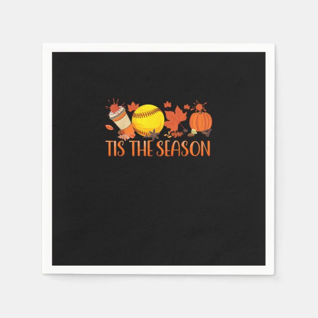 Tis Season Pumpkin Spice Latte Halloween Fall Coff Napkin (Front)