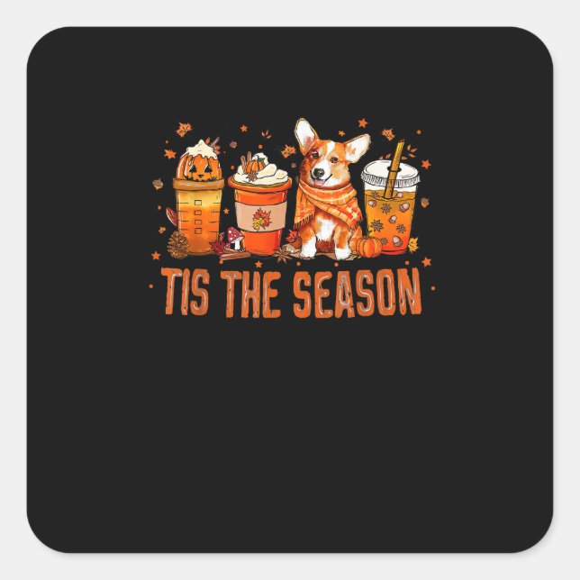Tis Season Pumpkin Spice Latte Halloween Fall Coff Square Sticker (Front)