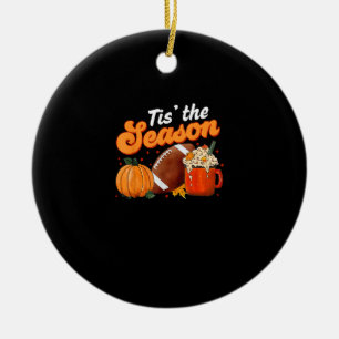 Tis Season Pumpkin Spice Latte Halloween Fall Foot Ceramic Ornament