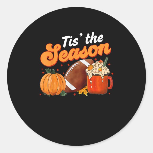 Tis Season Pumpkin Spice Latte Halloween Fall Foot Classic Round Sticker (Front)