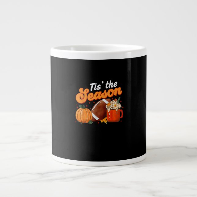 Tis Season Pumpkin Spice Latte Halloween Fall Foot Large Coffee Mug (Front)
