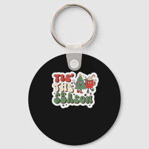 Tis Season Retro Funny Sloth Keychain