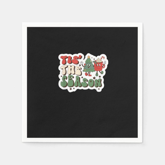 Tis Season Retro Funny Sloth Napkin (Front)