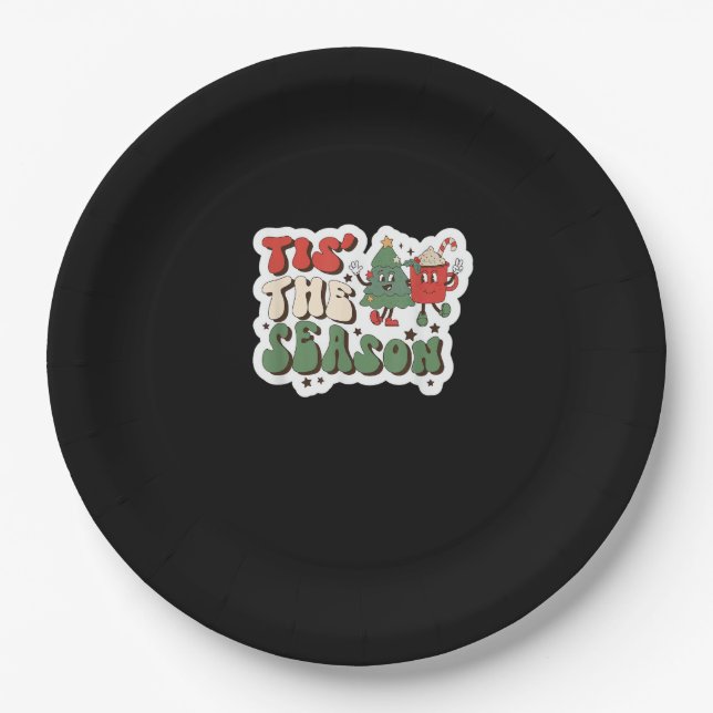 Tis Season Retro Funny Sloth Paper Plate (Front)