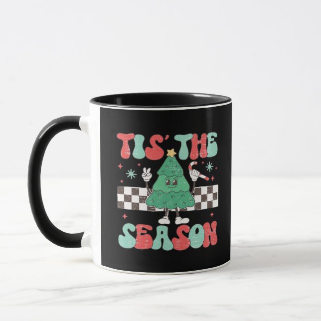 Tis Season Retro Womans Holiday Mug (Left)