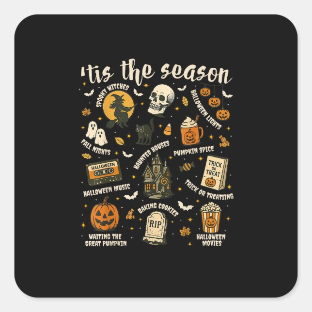 Tis Season Santa Hat Retro Vintage  Square Sticker (Front)