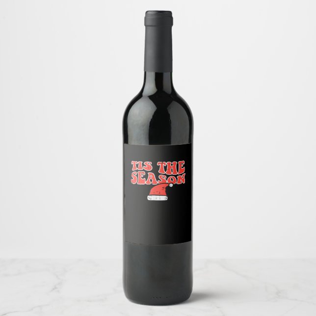 Tis Season Skeleton Pumpkin Halloween Wine Label (Front)