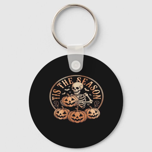 Tis Season Snowmobile Red Plaid Keychain (Front)