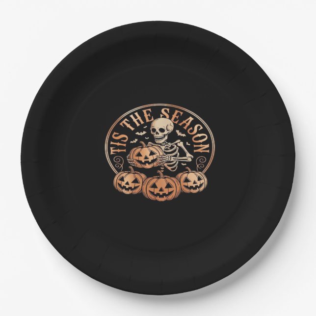 Tis Season Snowmobile Red Plaid Paper Plate (Front)