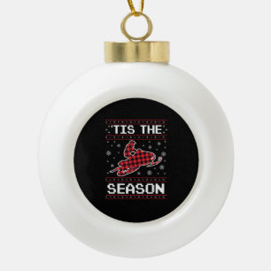 Tis Season Soccer Pumpkin Autumn Fall Thanksgiving Ceramic Ball Christmas Ornament