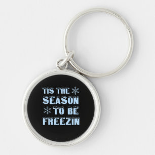 Tis Season To Freezing Holiday Christmas Retro Sty Keychain