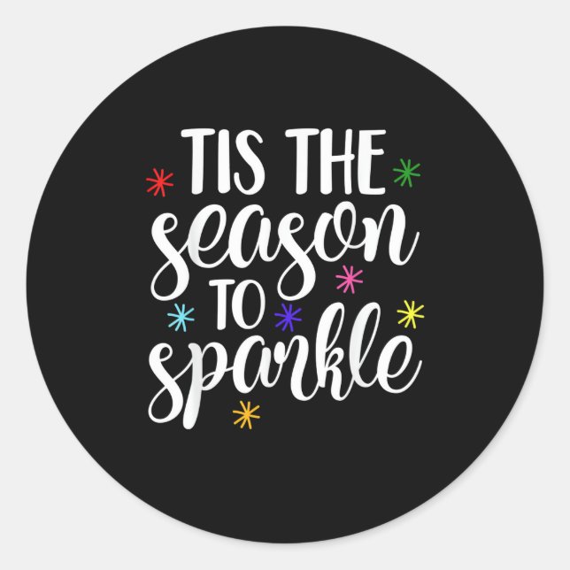 Tis Season To Sparkle Retro Classic Classic Round Sticker (Front)