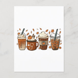 Tis the Latte Season Pumpkin Spice Coffee Autumn  Holiday Postcard