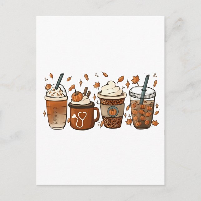 Tis the Latte Season Pumpkin Spice Coffee Autumn  Holiday Postcard (Front)