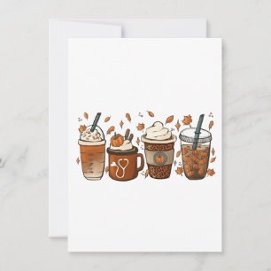 Tis the Latte Season Pumpkin Spice Coffee Autumn Thank You Card