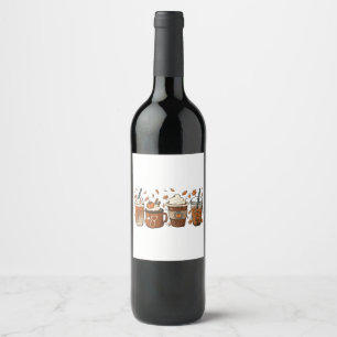 Tis the Latte Season Pumpkin Spice Coffee Autumn  Wine Label