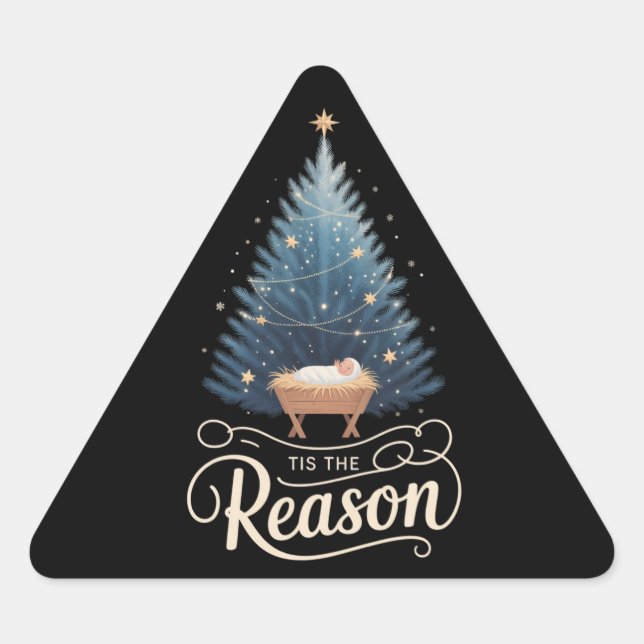 Tis The Reason Christian Religious Christmas Bible Triangle Sticker (Front)
