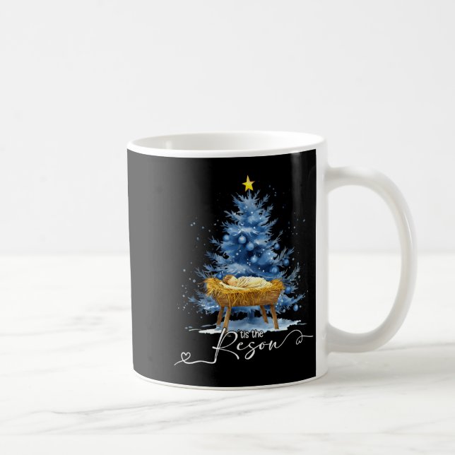 Tis The Reason Jesu Christian Christmas Tree Nativ Coffee Mug (Right)