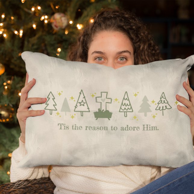 TIS THE REASON Nativity & Cross Multi Christmas Lumbar Pillow (Creator Uploaded)
