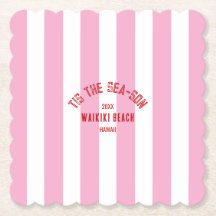 Tis The Sea Son Custom Beach Christmas Pink Stripe