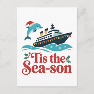 tis the sea-son Funny Cruising Family Matching Holiday Postcard