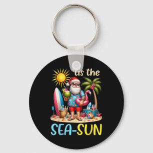 Tis The Sea Sun Hawaiian Santa Claus Christmas In  Keychain
