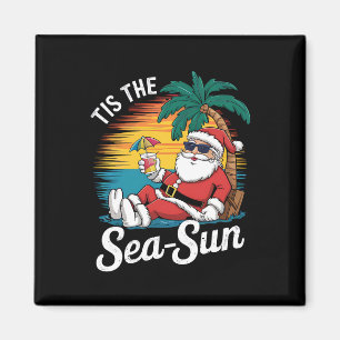 Tis The Sea Sun Santa Beach Christmas In Juy  Magnet