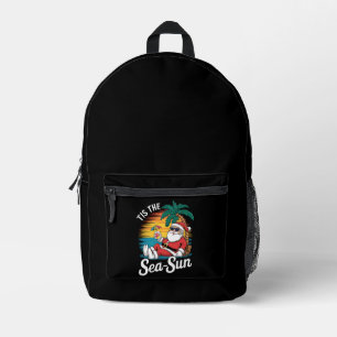 Tis The Sea Sun Santa Beach Christmas In Juy  Printed Backpack