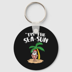 Tis The Sea Sun Santa Palm Tree Beach Christmas In Keychain