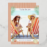 'Tis The Sea-sun Tropical Beach Summer Christmas<br><div class="desc">'Tis The Sea-sun Tropical Beach Summer Christmas Cards features your favourite photo surrounded by a fun beach themed frame of flip flops, palm leaves and flowers with a slightly retro vintage vibe. Personalize the fun modern hand lettered script typography by editing the text in the text box provided. PHOTO TIP:...</div>
