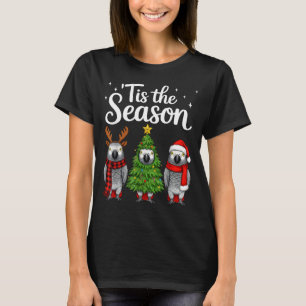 Tis The Season African G Parrot Christmas Santa T-Shirt