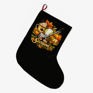 Tis The Season Autumn Golf Pumpkin Spice Coffee Large Christmas Stocking