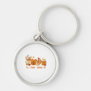 Tis The Season Autumn Halloween Pumpkin Fall Drink Keychain