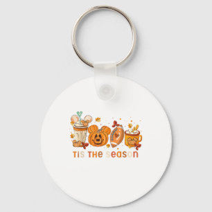 Tis The Season Autumn Halloween Pumpkin Fall Drink Keychain
