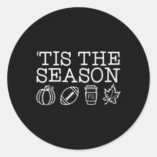 Tis the Season Autumn Pumpkins Cute Fall Leaves Me Classic Round Sticker