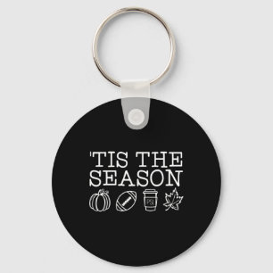 Tis the Season Autumn Pumpkins Cute Fall Leaves Me Keychain