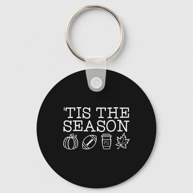 Tis the Season Autumn Pumpkins Cute Fall Leaves Me Keychain (Front)