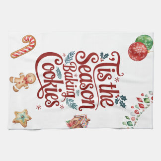 'Tis the Season Baking Cookies Kitchen Towel