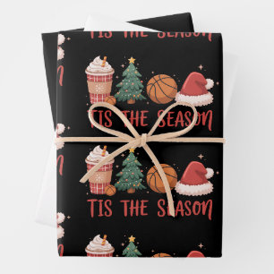 Tis The Season Basketball Lover Christmas Gift Wrapping Paper Sheet