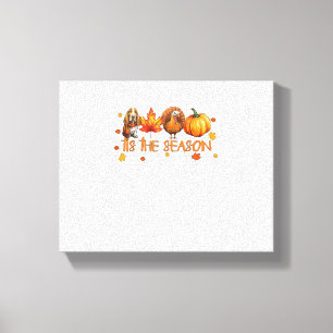 Tis The Season Basset Hound Dog Fall Thanksgiving Canvas Print