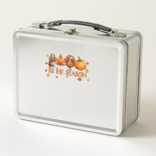 Tis The Season Basset Hound Dog Fall Thanksgiving Metal Lunch Box