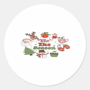 Tis The Season Christmas Acrylic Block Classic Round Sticker