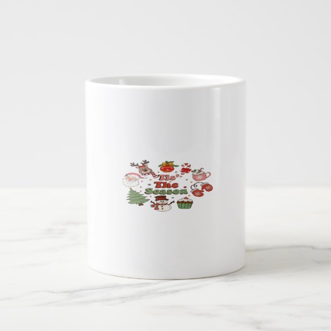Tis The Season Christmas Acrylic Block Large Coffee Mug (Front)