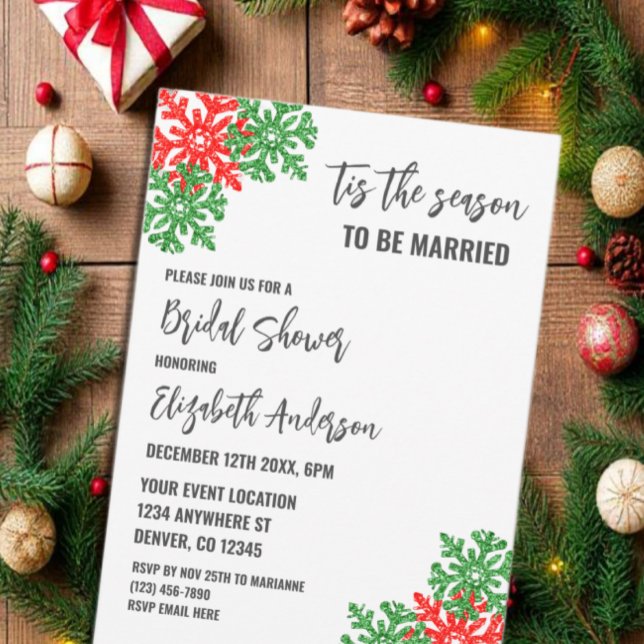 Tis The Season Christmas Bridal Shower Invitation (Creator Uploaded)