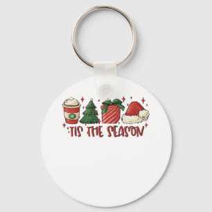 Tis The Season Christmas Coffee Funny Holiday Love Keychain