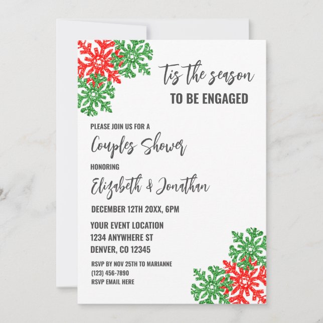 Tis The Season Christmas Couples Shower Invitation (Front)