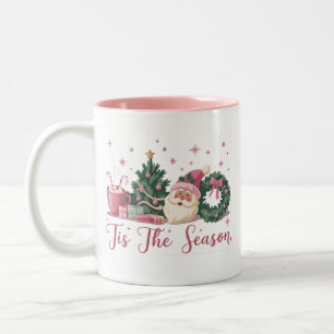 Tis The Season Christmas Cute Winter Santa  Two-Tone Coffee Mug