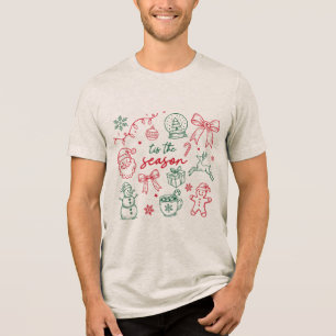 Tis the Season - Christmas Doodle Tri-Blend Shirt