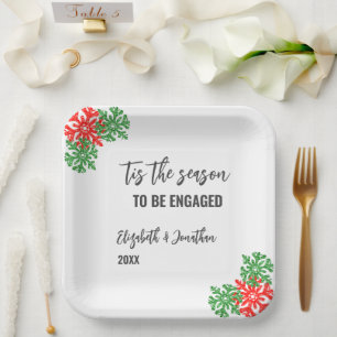 Tis The Season Christmas Engagement Party Paper Plate