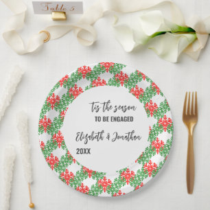 Tis The Season Christmas Engagement Party Paper Plate